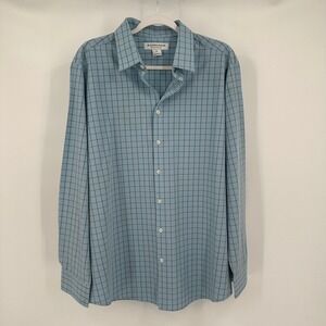 Mizzen + Main Mens Performance Dress Shirt Sz XL Trim Athletic Fit Windowpane